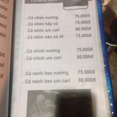 Thực đơn- Quán Ăn Quán Bảo Quốc - Hải Sản
