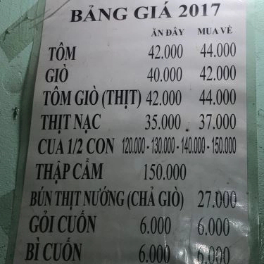 Thực đơn- Quán Ăn Quán Bé Hai - Bánh Canh Cua