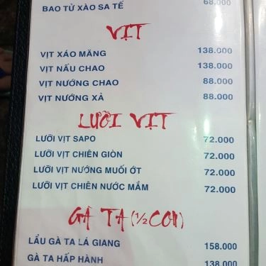 Thực đơn- Quán Ăn Quán Bi 102 – Lẩu Dê Úc
