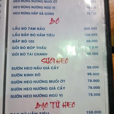 Thực đơn- Quán Ăn Quán Bi 102 – Lẩu Dê Úc