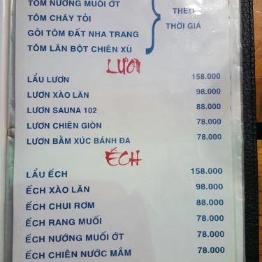 Thực đơn- Quán Ăn Quán Bi 102 – Lẩu Dê Úc