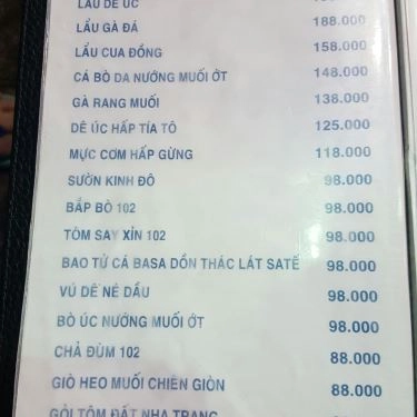 Thực đơn- Quán Ăn Quán Bi 102 – Lẩu Dê Úc