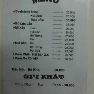 Thực đơn- Quán Ăn Bò Né 25k