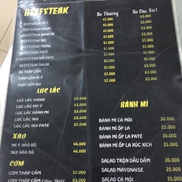 Thực đơn- Quán Ăn Quán Bò Nhật Nam - CN1 - Lý Chính Thắng