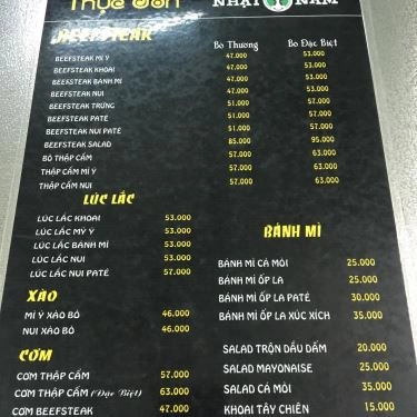 Thực đơn- Quán Ăn Quán Bò Nhật Nam - CN1 - Lý Chính Thắng
