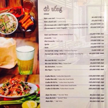 Thực đơn- Quán Ăn Quán Bò Tươi - Phùng Hưng