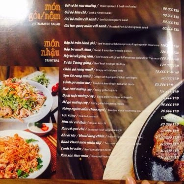 Thực đơn- Quán Ăn Quán Bò Tươi - Phùng Hưng