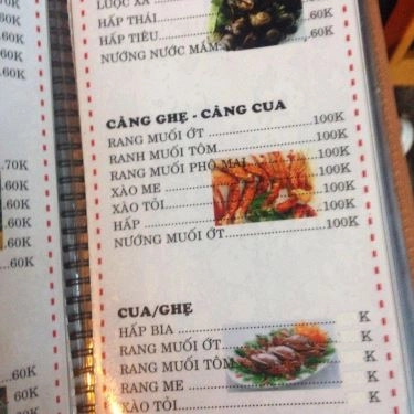 Thực đơn- Quán Ăn Quán Bona - Hải Sản Tươi Sống