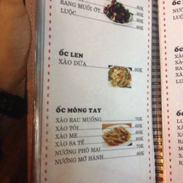 Thực đơn- Quán Ăn Quán Bona - Hải Sản Tươi Sống