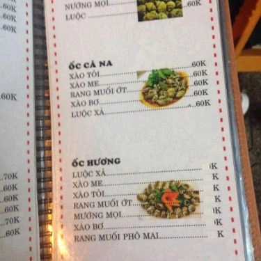 Thực đơn- Quán Ăn Quán Bona - Hải Sản Tươi Sống