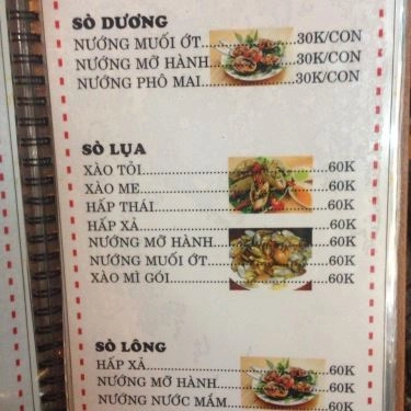 Thực đơn- Quán Ăn Quán Bona - Hải Sản Tươi Sống