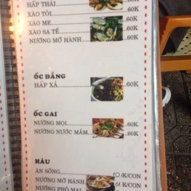 Thực đơn- Quán Ăn Quán Bona - Hải Sản Tươi Sống