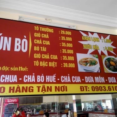 Thực đơn- Quán Ăn Bún Bò Huế O Sen