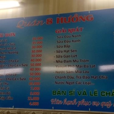 Thực đơn- Quán Ăn Quán 8 Hướng - Bún Chả Cá Quy Nhơn