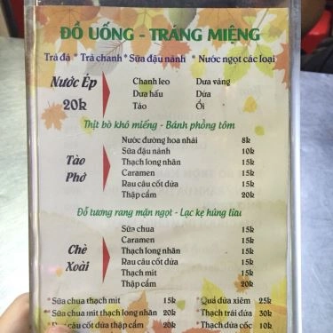 Thực đơn- Quán Ăn Bún Ngon - Tạ Quang Bửu