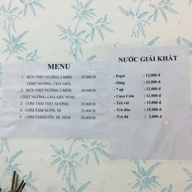 Thực đơn- Quán Ăn Bún & Bánh Mì Thịt Nướng