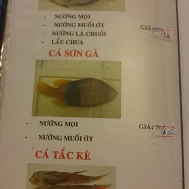 Thực đơn- Quán Ăn Quán Cá Biển Nướng - Hải Sản Dốc Lết