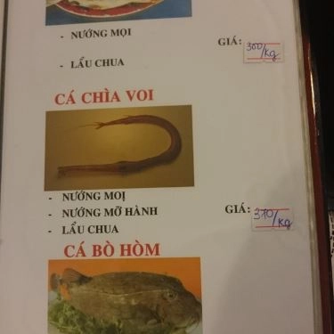 Thực đơn- Quán Ăn Quán Cá Biển Nướng - Hải Sản Dốc Lết