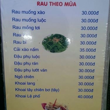 Thực đơn- Quán Ăn Cầu Cong Quán - Lẩu & Các Món Nhậu