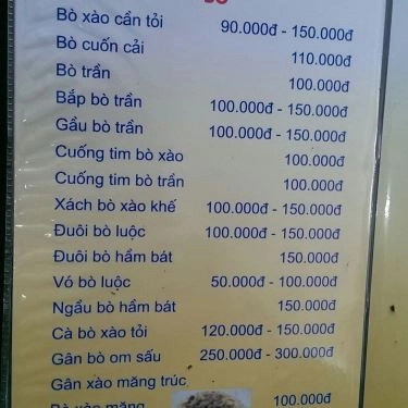 Thực đơn- Quán Ăn Cầu Cong Quán - Lẩu & Các Món Nhậu