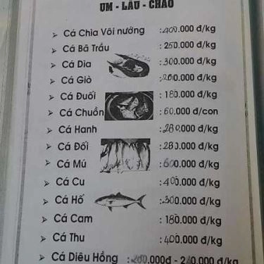 Thực đơn- Quán Ăn Hải Sản Cây Dừa I