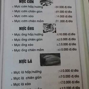 Thực đơn- Quán Ăn Hải Sản Cây Dừa I