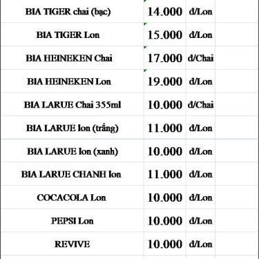 Thực đơn- Quán Ăn Cây Nhãn - Hải Sản Tươi Sống