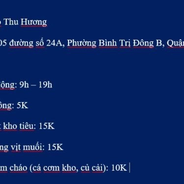 Tổng hợp- Quán Ăn Cháo Trắng Thu Hương