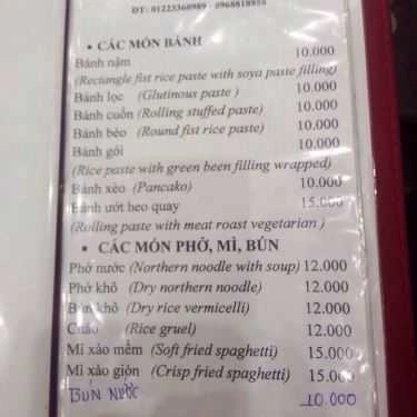 Thực đơn- Quán Ăn Quán Chay Diệu Lạc