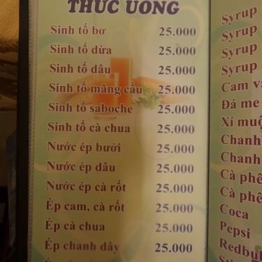 Thực đơn- Quán Ăn Quán Chay Liên Khai