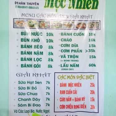 Thực đơn- Quán Ăn Quán Chay Mộc Nhiên