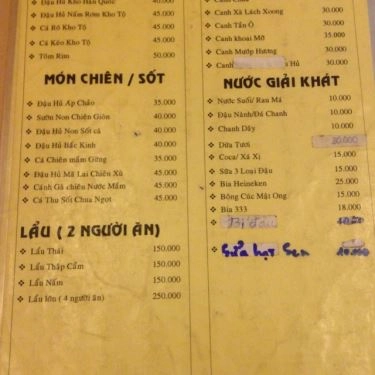 Thực đơn- Quán Ăn Quán Chay Thiện Duyên