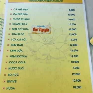 Thực đơn- Quán Ăn Quán Chay Thiên Phú - Nguyễn Công Trứ