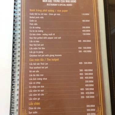 Thực đơn- Quán Ăn Quán Chén - Ẩm Thực Việt Nam