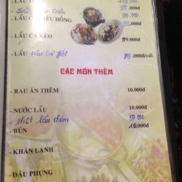 Thực đơn- Quán Ăn Quán Chín Nghĩa - Dương Quảng Hàm