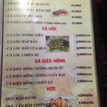 Thực đơn- Quán Ăn Quán Chín Nghĩa - Dương Quảng Hàm