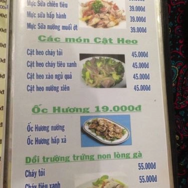 Thực đơn- Quán Ăn Quán Chín Nghĩa - Dương Quảng Hàm