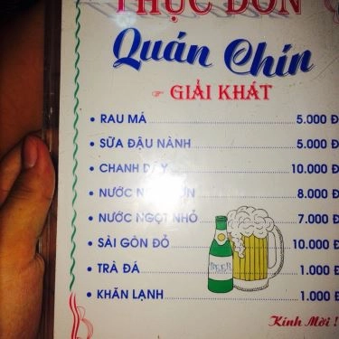 Thực đơn- Quán Ăn Quán Cô Chín - Chợ Xóm Chiếu