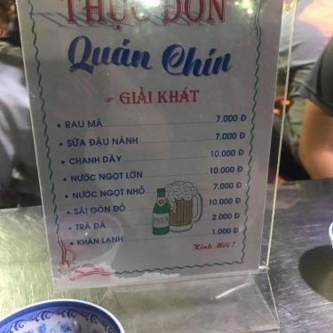 Thực đơn- Quán Ăn Quán Cô Chín - Chợ Xóm Chiếu
