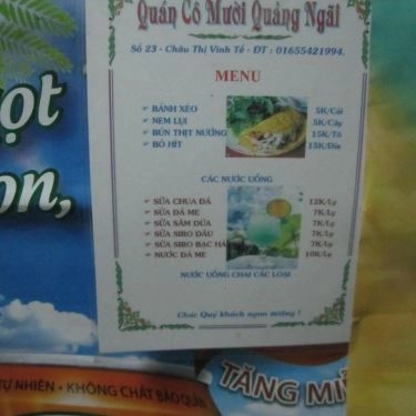 Thực đơn- Quán Ăn Cô Mười - Bánh Xèo - Nem Lụi & Bún Thịt Nướng