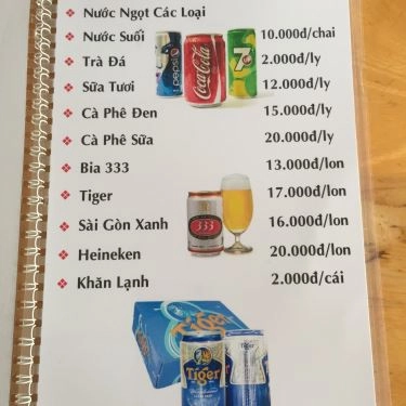 Thực đơn- Quán Ăn Quán Cô Tuý 2 - Bánh Khoái & Bò Lá Lốt