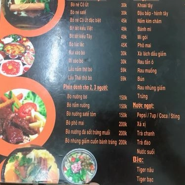 Thực đơn- Quán Ăn Quán Cô Út - Bò Né - Nguyễn Hồng Đào
