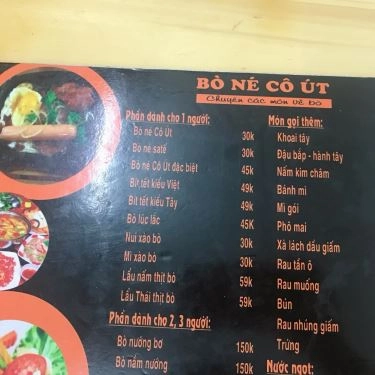Thực đơn- Quán Ăn Quán Cô Út - Bò Né - Nguyễn Hồng Đào