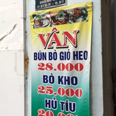 Thực đơn- Quán Ăn Vân - Bún Bò Giò Heo, Bò Kho & Hủ Tiếu