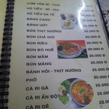 Thực đơn- Quán Ăn Bảo Như - Cơm Chay