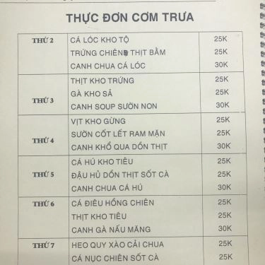 Thực đơn- Quán Ăn Quân - Cơm Gà Xối Mỡ, Lẩu Gà Mái Dầu & Lẩu Vịt Xiêm