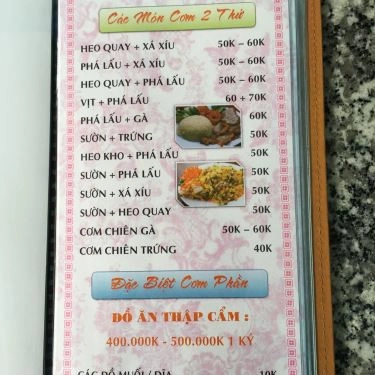 Thực đơn- Quán Ăn Quán Cơm Sơn Hào