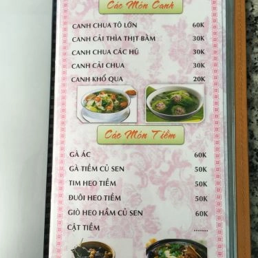 Thực đơn- Quán Ăn Quán Cơm Sơn Hào