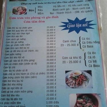Thực đơn- Quán Ăn Quán Cơm Thủy Trúc