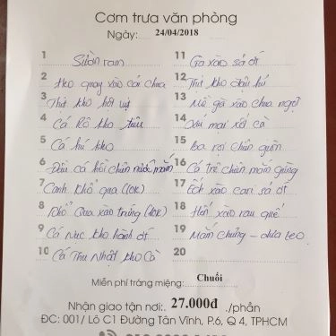 Thực đơn- Quán Ăn Quán Cơm Trúc Mập